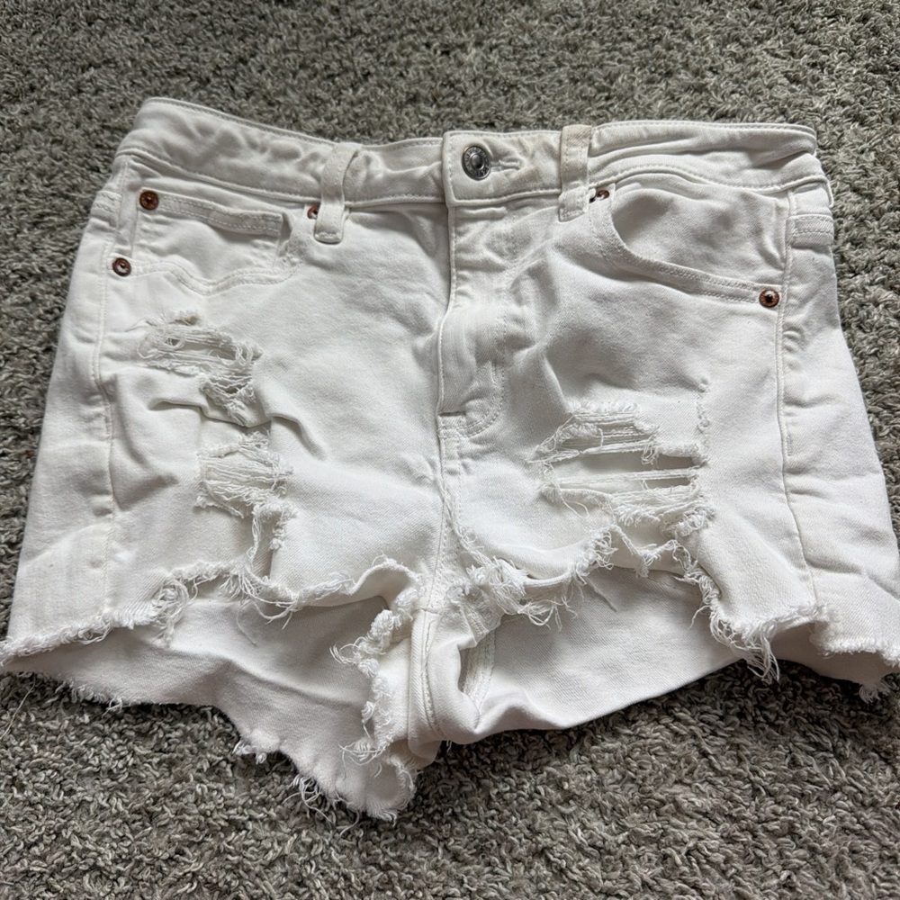 American Eagle Outfitters White Ripped Jean Shorts